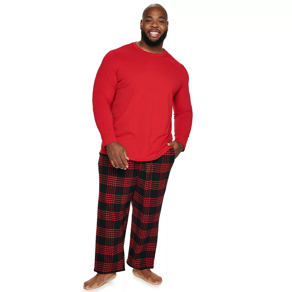 Big & Tall Sonoma Goods For Life® Crewneck Tee & Flannel Pants Sleep Set - Image 2