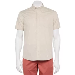 Men's Sonoma Goods For Life® Short Sleeve Perfect Length Button-Down Shirt