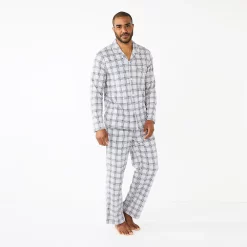 Men's Sonoma Goods For Life® Plaid Knit 2-Piece Pajama Set -Sonoma Goods For Life Shop 5291039 Grey Windowpane