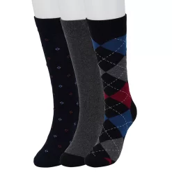 Men's Sonoma Goods For Life® 3-pack Patterned Dress Socks -Sonoma Goods For Life Shop 5302030 Black Blue Red