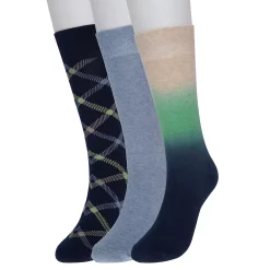 Men's Sonoma Goods For Life® 3-pack Patterned Dress Socks -Sonoma Goods For Life Shop 5302030 Blue Green Navy