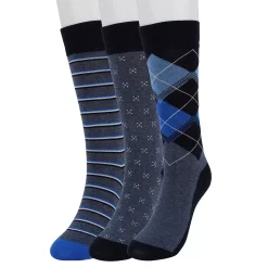 Men's Sonoma Goods For Life® 3-pack Patterned Dress Socks -Sonoma Goods For Life Shop 5302030 Navy