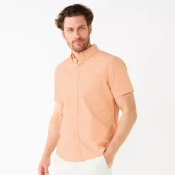 Men's Sonoma Goods For Life® Perfect Length Button-Down Shirt -Sonoma Goods For Life Shop 5358425 Peach
