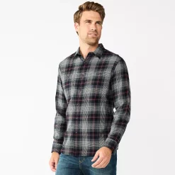 Men's Sonoma Goods For Life® Flannel Button-Down Shirt -Sonoma Goods For Life Shop 5624605 Black Gray Multi