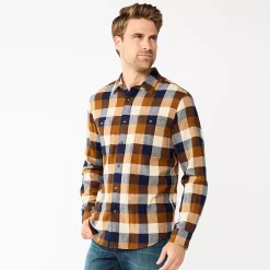 Men's Sonoma Goods For Life® Flannel Button-Down Shirt -Sonoma Goods For Life Shop 5624605 Brown Multi Buff