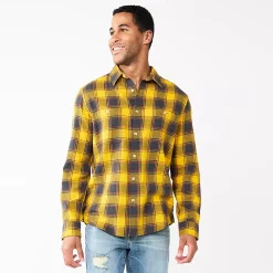 Men's Sonoma Goods For Life® Flannel Button-Down Shirt -Sonoma Goods For Life Shop 5624605 Gold Black Plaid