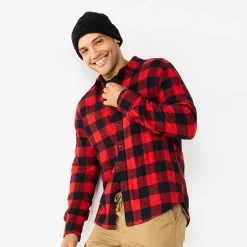 Men's Sonoma Goods For Life® Flannel Button-Down Shirt -Sonoma Goods For Life Shop 5624605 Red Black Buff
