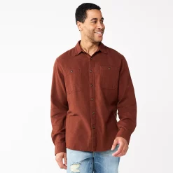 Men's Sonoma Goods For Life® Flannel Button-Down Shirt -Sonoma Goods For Life Shop 5624605 Rust Solid