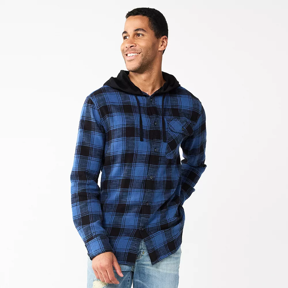 Men's Sonoma Goods For Life® Hooded Flannel Button-Down Shirt - Image 5