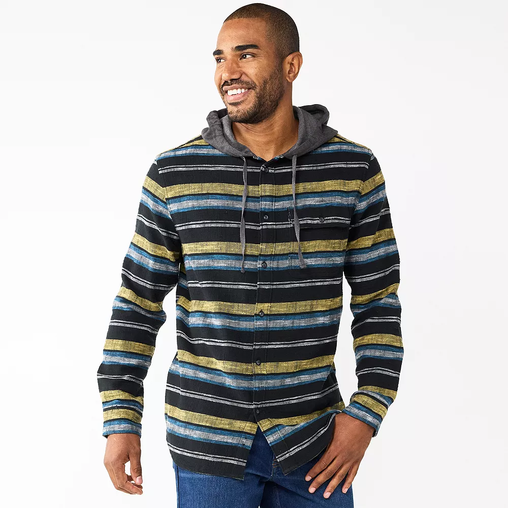 Men's Sonoma Goods For Life® Hooded Flannel Button-Down Shirt - Image 2