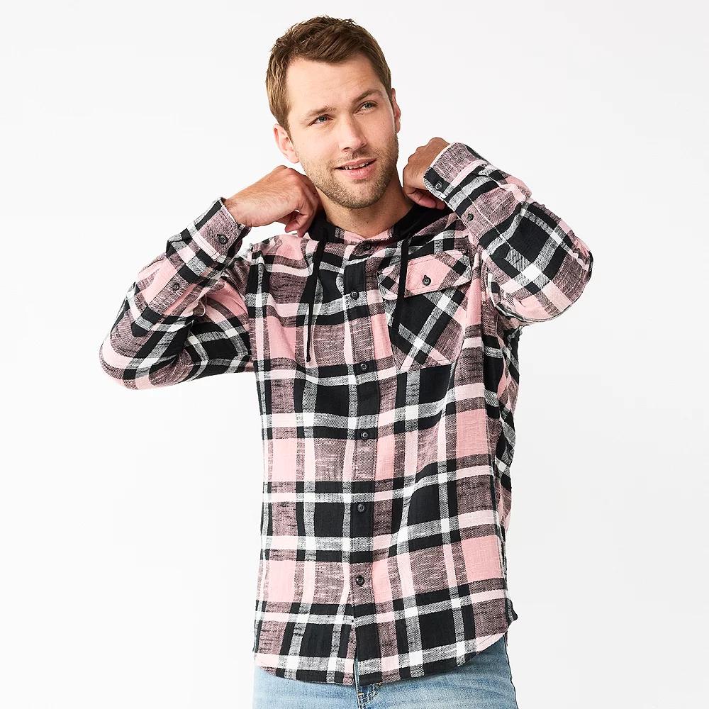 Men's Sonoma Goods For Life® Hooded Flannel Button-Down Shirt - Image 6