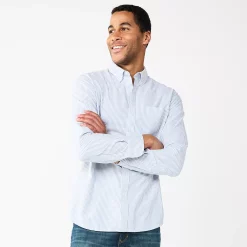 Men's Sonoma Goods For Life® Slim Perfect-Length Button-Down Shirt 14 Men's Sonoma Goods For Life® Slim Perfect-Length Button-Down Shirt -Sonoma Goods For Life Shop 5642086 Blue Stripe