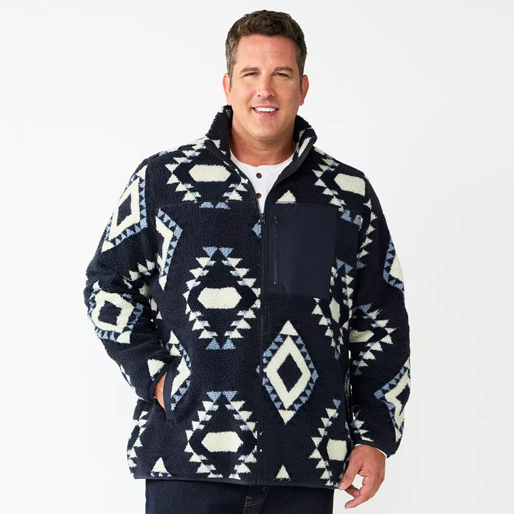 Big & Tall Sonoma Goods For Life® Sherpa Full-Zip Jacket - Image 2