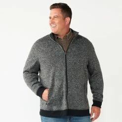 Big & Tall Sonoma Goods For Life® Full-Zip Fleece Sweater -Sonoma Goods For Life Shop 5830782 Charcoal