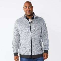 Big & Tall Sonoma Goods For Life® Full-Zip Fleece Sweater -Sonoma Goods For Life Shop 5830782 Light Gray