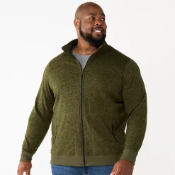 Big & Tall Sonoma Goods For Life® Full-Zip Fleece Sweater -Sonoma Goods For Life Shop 5830782 Olive