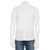 Men's Sonoma Goods For Life® Slim Short Sleeve Perfect Length Button Down Shirt -Sonoma Goods For Life Shop 5948794 White Beige Geo